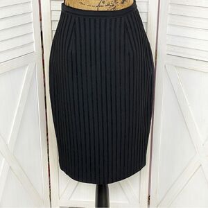 Donna Rae Ribbed Monochrome Stripe Pencil Skirt Black 4‎